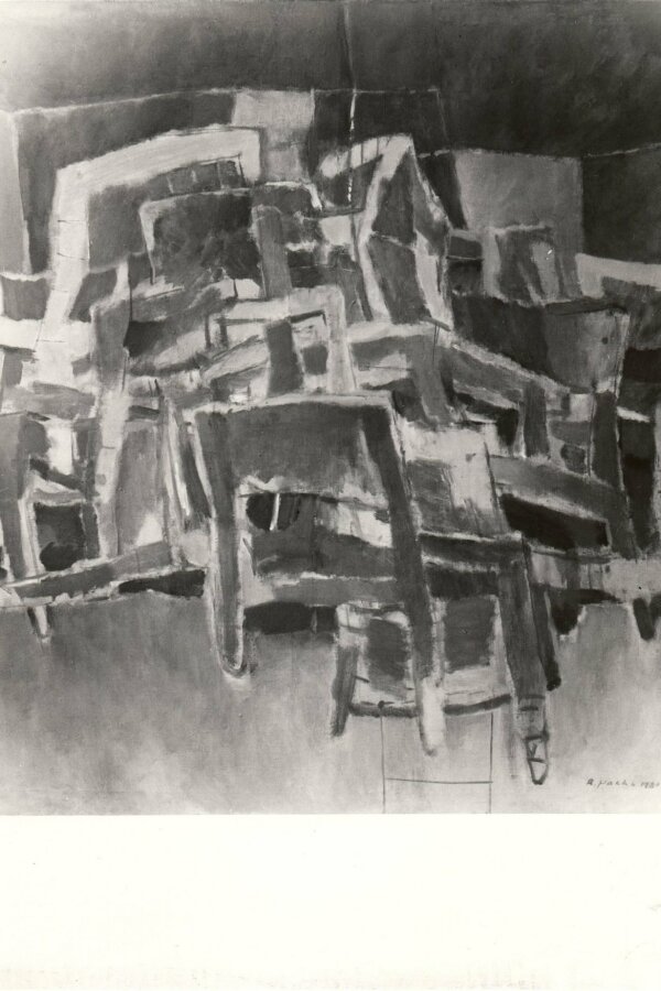 Rudolf Hocke, Židle, 1982, olej na plátně, 130×120